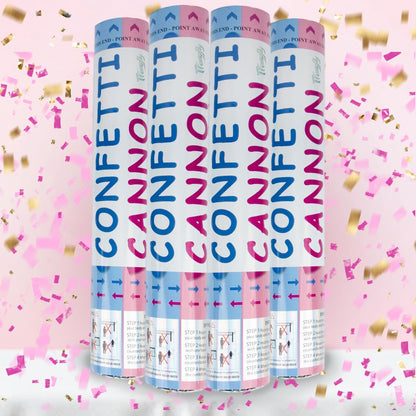 4 Pack Gender Reveal Confetti Cannon, 12 in Blue Rectangle Shaped Paper Party Poppers Cannons, Confetti Poppers For Baby Boy Gender Reveal Baby Showers (Rectangle, Blue)