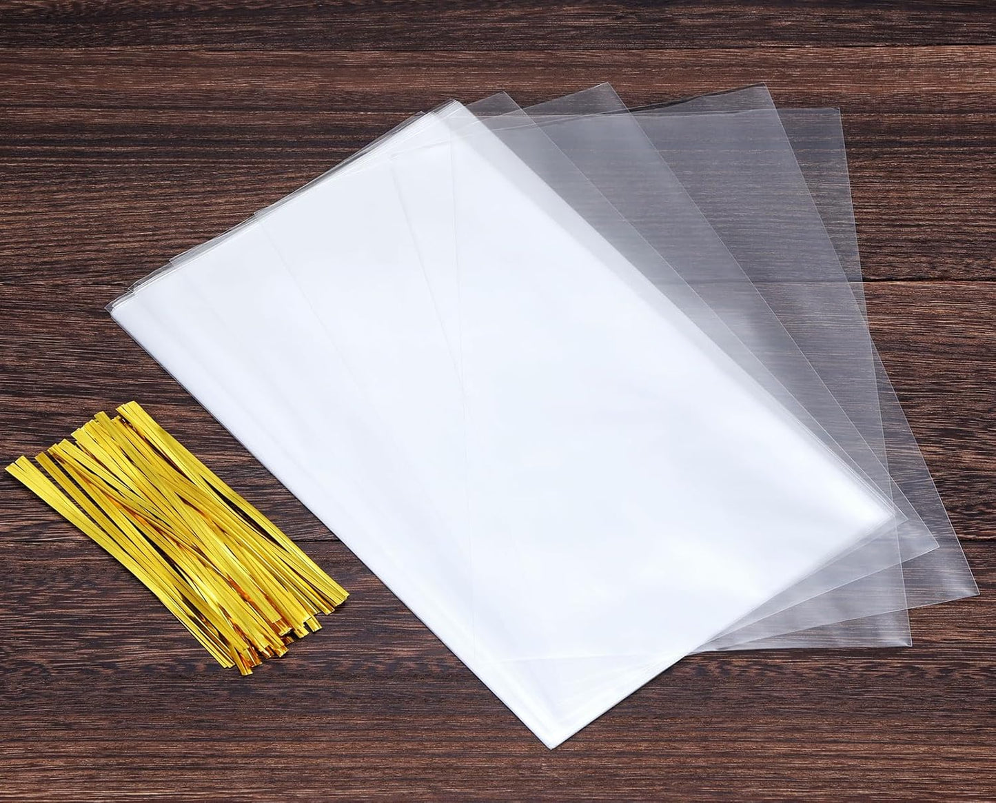 Clear Candy Bags 100pcs 6X10 Cellophane Treat Bag Party Favor Goodie Cake Pop Gift Apple Cello for Gift Baskets Bakery Cookie with Ties