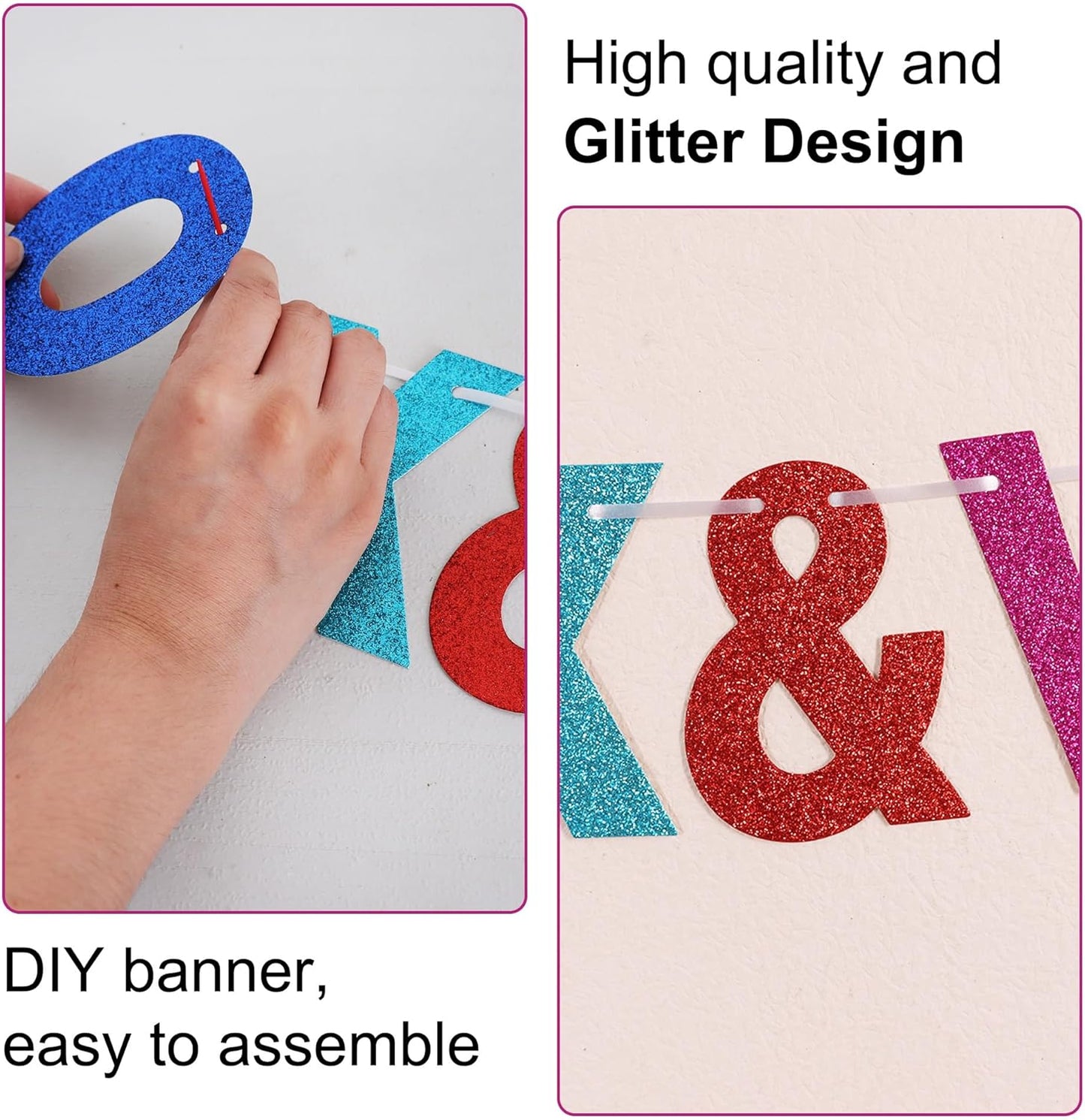 BEISHIDA 116 PCS A-Z DIY Letter Banner Kit Make Your Own Banner Including 111 Letters and Numbers 3 Rope and 2 Threading Device,Customized for Birthday Graduation Wedding Decor Black