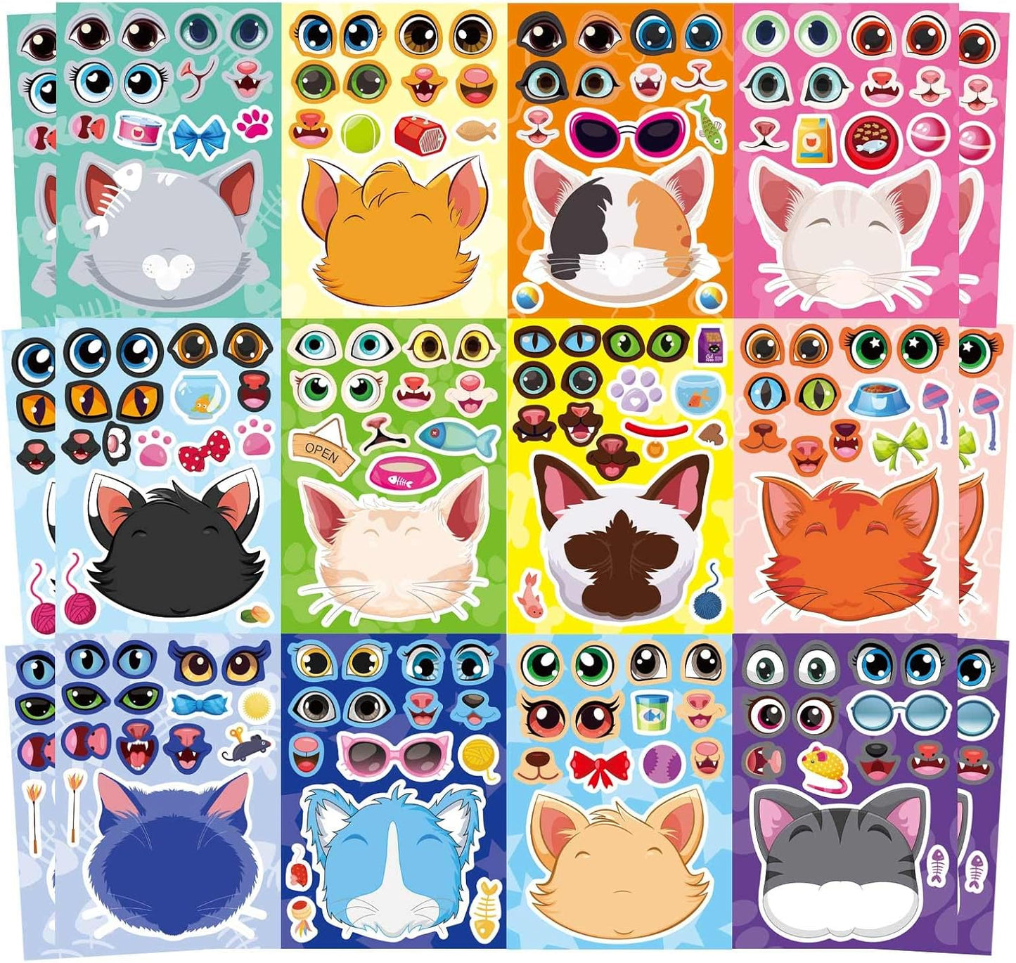 24 Sheets Make-a-face Cupcake Stickers Make Your Own Dessert Stickers Mix and Match Sweets and Fruit Treats Party Favor Supplies for Kids Ice Cream Sticker Games Birthday DIY Art Crafts