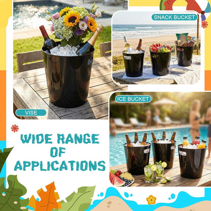 meekoo 32 Pack Gold Ice Buckets for Parties, 3l Plastic Beverage Bucket with Handle, Large Drink Tub Cooler for Champagne, Wine, Beer, and Soda, Beverage Tubs for Wedding, Bar, Table Display