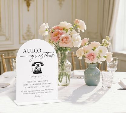 Sign Our Bible Wedding Sign, White Acrylic Wedding Guest Book Sign, Bridal Shower Decor, Elegant Arch Acrylic Table Top Signs for Reception Marriage Engagement Party Decorations