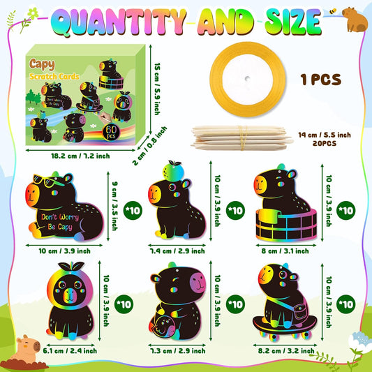 CY2SIDE Ice Cream Scratch Cards - 60PCS Summer Sweet Candy Ornament Scratch Crafts Card Gift Set for Kids Cones Magic Art Rainbow Color Craft Scratch Kit for Kids Birthday Party Favors School Activity