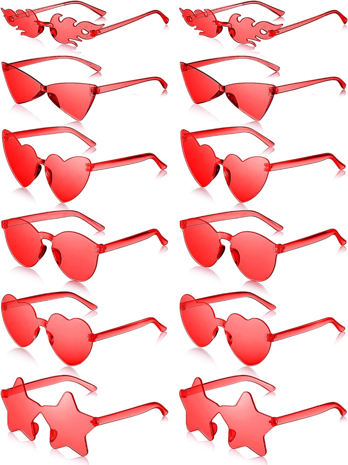 Kanayu 12 Pcs Mixed Style Rimless Sunglasses Retro Party Favors Eyewear for Bachelor Party Photoshoot Costume Accessories