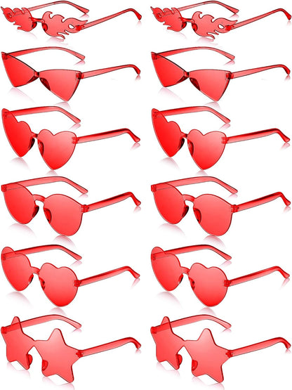 Kanayu 12 Pcs Mixed Style Rimless Sunglasses Retro Party Favors Eyewear for Bachelor Party Photoshoot Costume Accessories