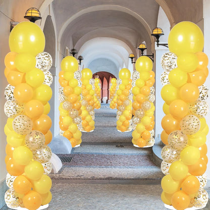 2 Set Black and Gold Balloons Column Stand Kit with 100 Balloons Adjustable Balloon Stand with Bases for Floor Black Gold Confetti Balloon Column Kit for Bridal Shower Valentine Birthday Party Decor