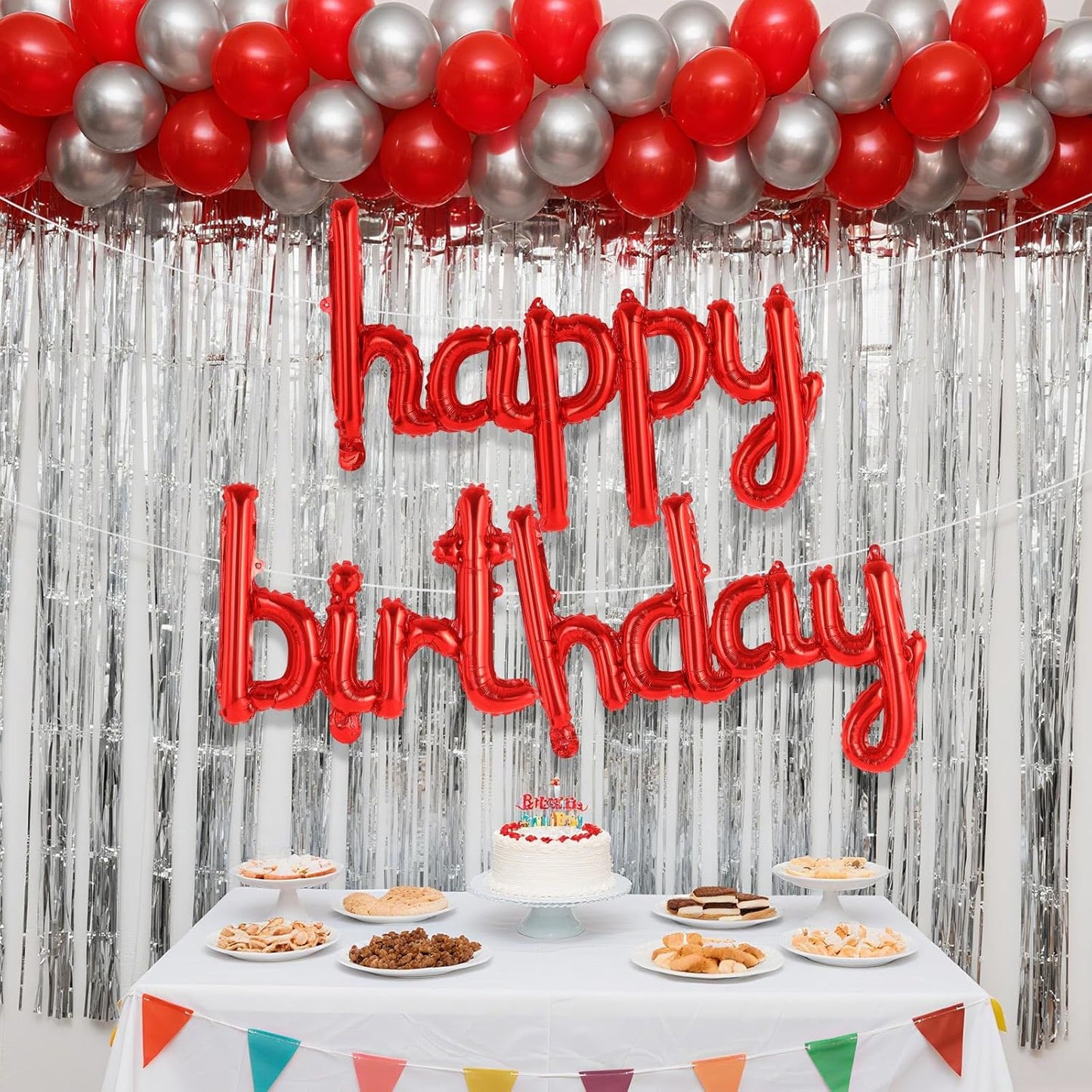 Happy Birthday Balloons Banner Foil Letters Balloons Connected, Personalized Birthday Signs for Women Men Boys Girls Birthday Party Decorations, Small Gold