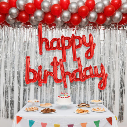 Happy Birthday Balloons Banner Foil Letters Balloons Connected, Personalized Birthday Signs for Women Men Boys Girls Birthday Party Decorations, Small Gold