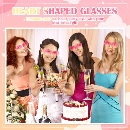 Frienda 8 Pairs Heart Shaped Sunglasses for Women Rimless Heart Glasses Candy Color Sunglasses for Party Favor