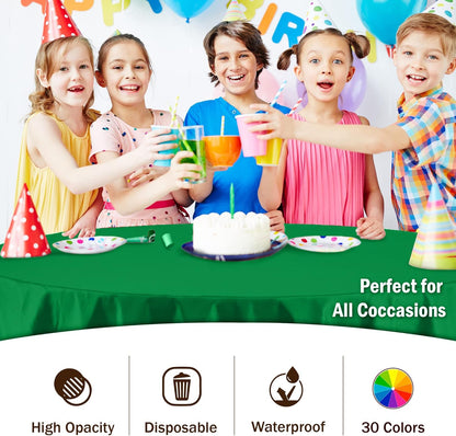 12-Pack Premium Plastic Tablecloth 54in. x 108in. Rectangle Table Cover - Dark Blue - Colors A