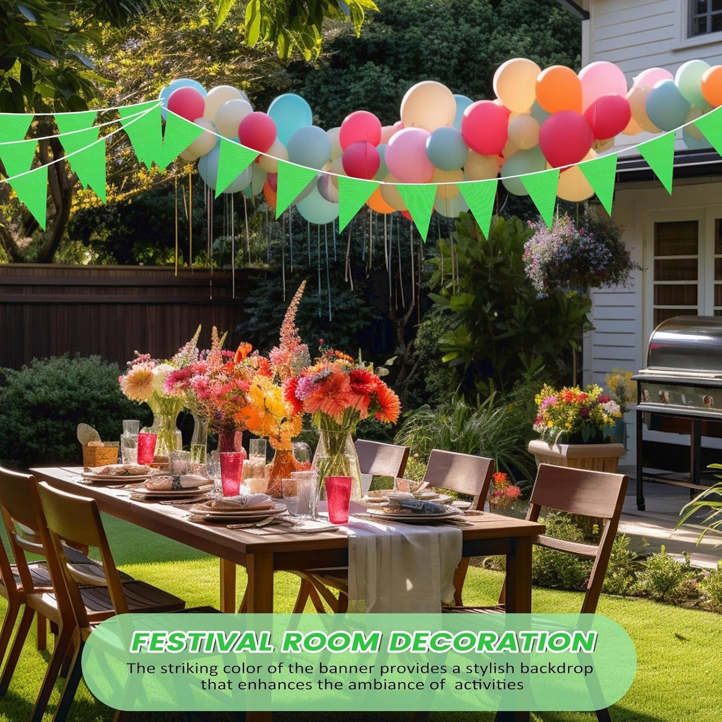 Hahafelt 100 Feet Pennant Banners Flags 75 Solid String Triangle Flags for Grand Opening, Carnival Theme Birthday Party Decoration Outdoor Events Classroom Decoration(Pink)