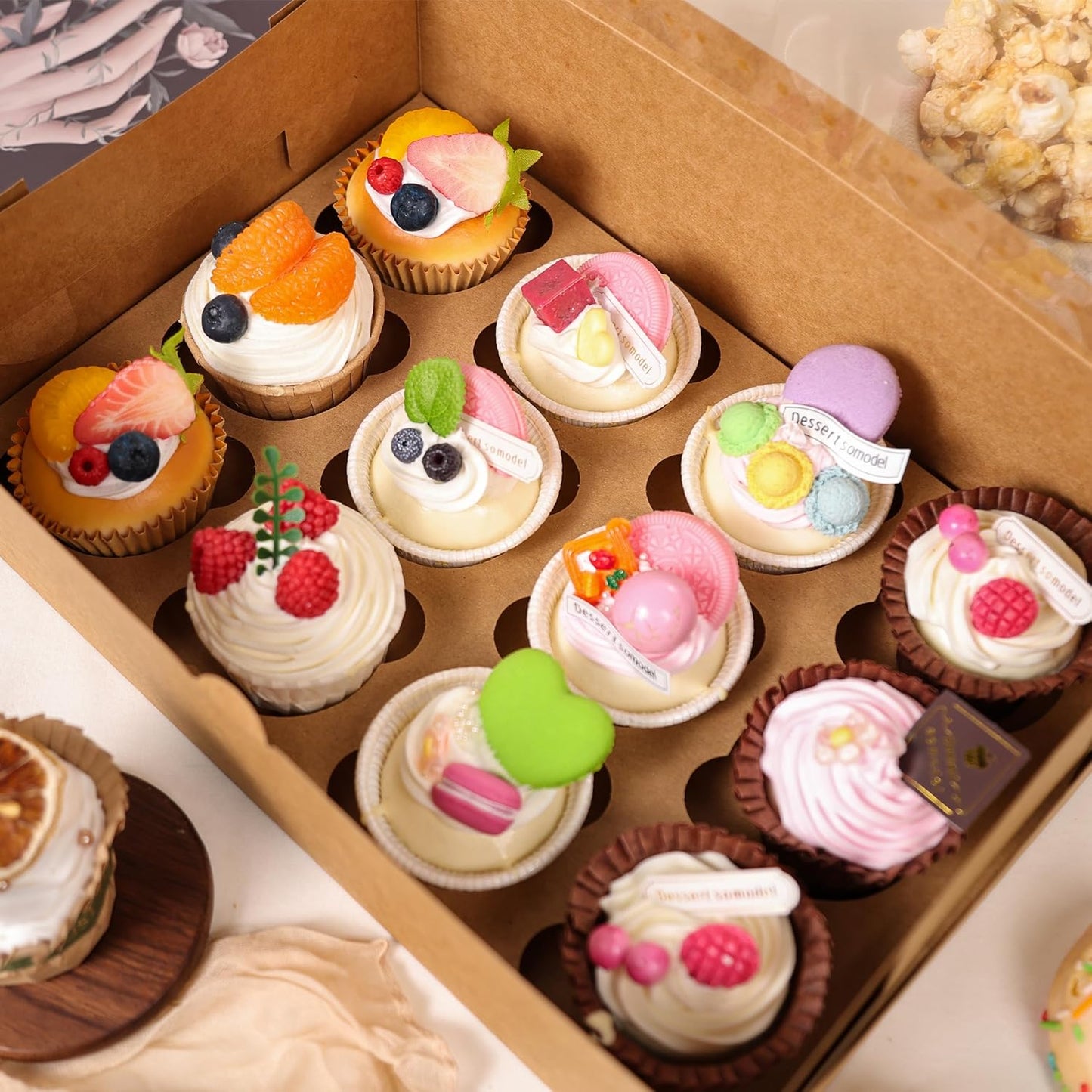 NPLUX 6 Pack Cupcake Boxes, 12 Count Cupcake Containers with Window and Cardborad, Food Grade Cupcake Carrier For Muffins Cupcakes Desserts (White 13.8×9.5×4 In)