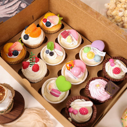 NPLUX 6 Pack Cupcake Boxes, 12 Count Cupcake Containers with Window and Cardborad, Food Grade Cupcake Carrier For Muffins Cupcakes Desserts (White 13.8×9.5×4 In)