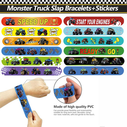 CZWXOXO 74 Pcs Racing Theme Party Favors 24 Pcs Slap Bracelets 50 Pcs Stickers Racing Birthday Party Decorations，Classroom Rewards Supplies