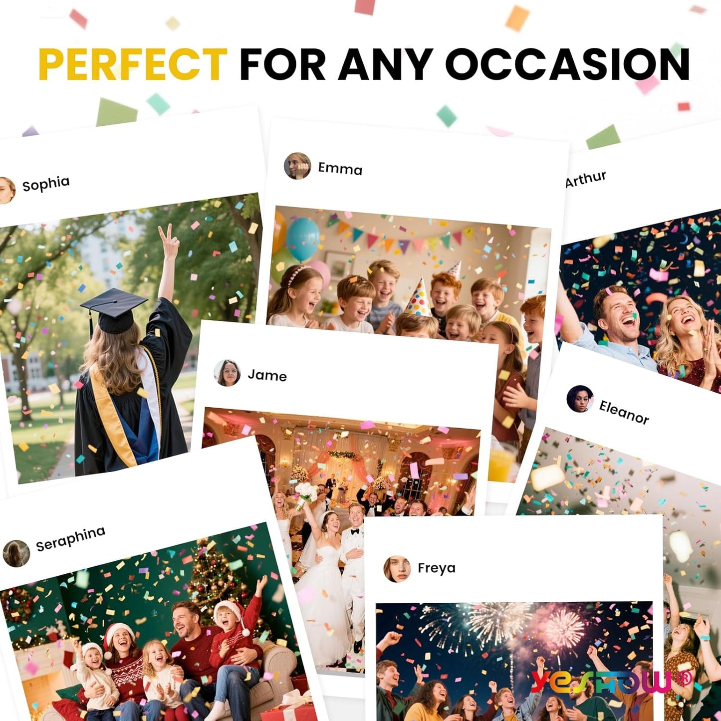 Confetti Cannon Party Poppers Gold,(6 pack) YESHOW Confetti Shooters Blaster for Birthday Graduation Wedding Christmas New Year’s Eve and Valentine's Day Any Celebrations