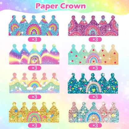 Kathfly Rainbow Birthday Party Hats Crown Headbands for Kids Birthday, Event, Rainbow Theme Party Supplies