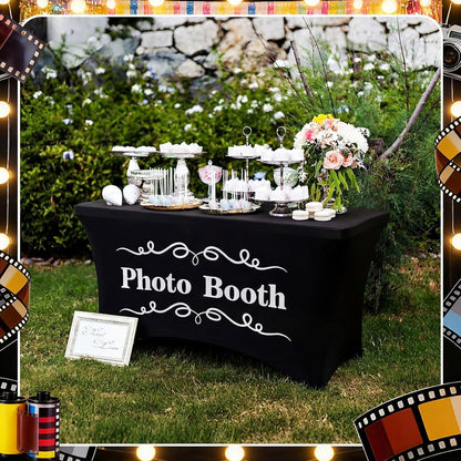 Gilprop Photo Booth Table Cloth Photo Booth Props Accessories Rectangle Tight Table Background for Indoor Outdoor Party Photography Decoration Graduation Wedding Birthday Bachelorette(Stylish,4ft)