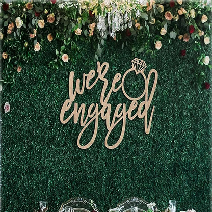 We're Engaged Sign,Wooden Wedding Decor for Backdrop with Diamond Accent,Just Engaged Sign, Engagement Welcome Sign, We’re Engaged Welcome Sign, Engaged Signs, Bridal Shower Decorations Photo Booth Props