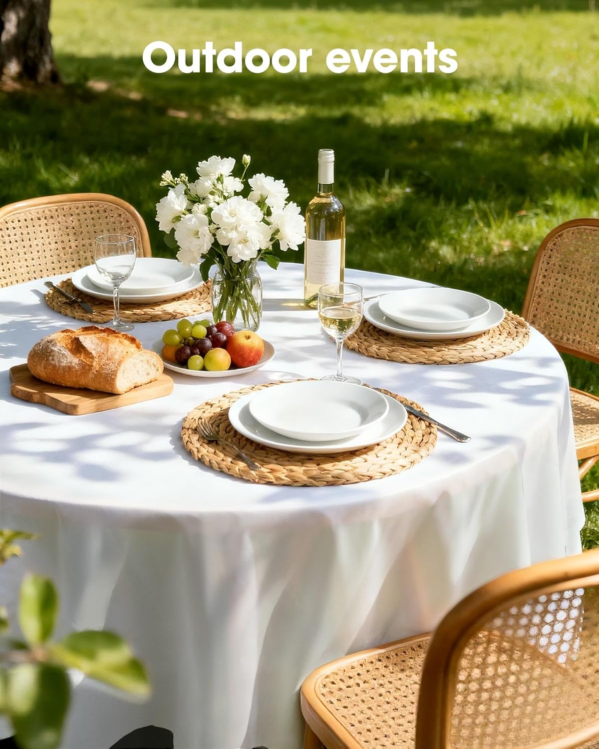 Pureegg Plastic Table Cloth 10 Pack, 54 x 108 Inch Disposable Table Cloths for Party, Picnic and Wedding, Rectangle, White - Colors B