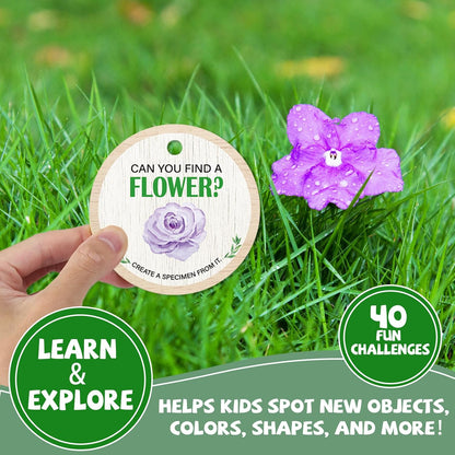 Kids Scavenger Hunt Game - Nature Edition, Toddler Outdoor Nature Scavenger Hunt Cards, Camping Toys Games for 3 Year Old's & Up, Outdoors Preschooler Activity Educational Family Fun Game Gift