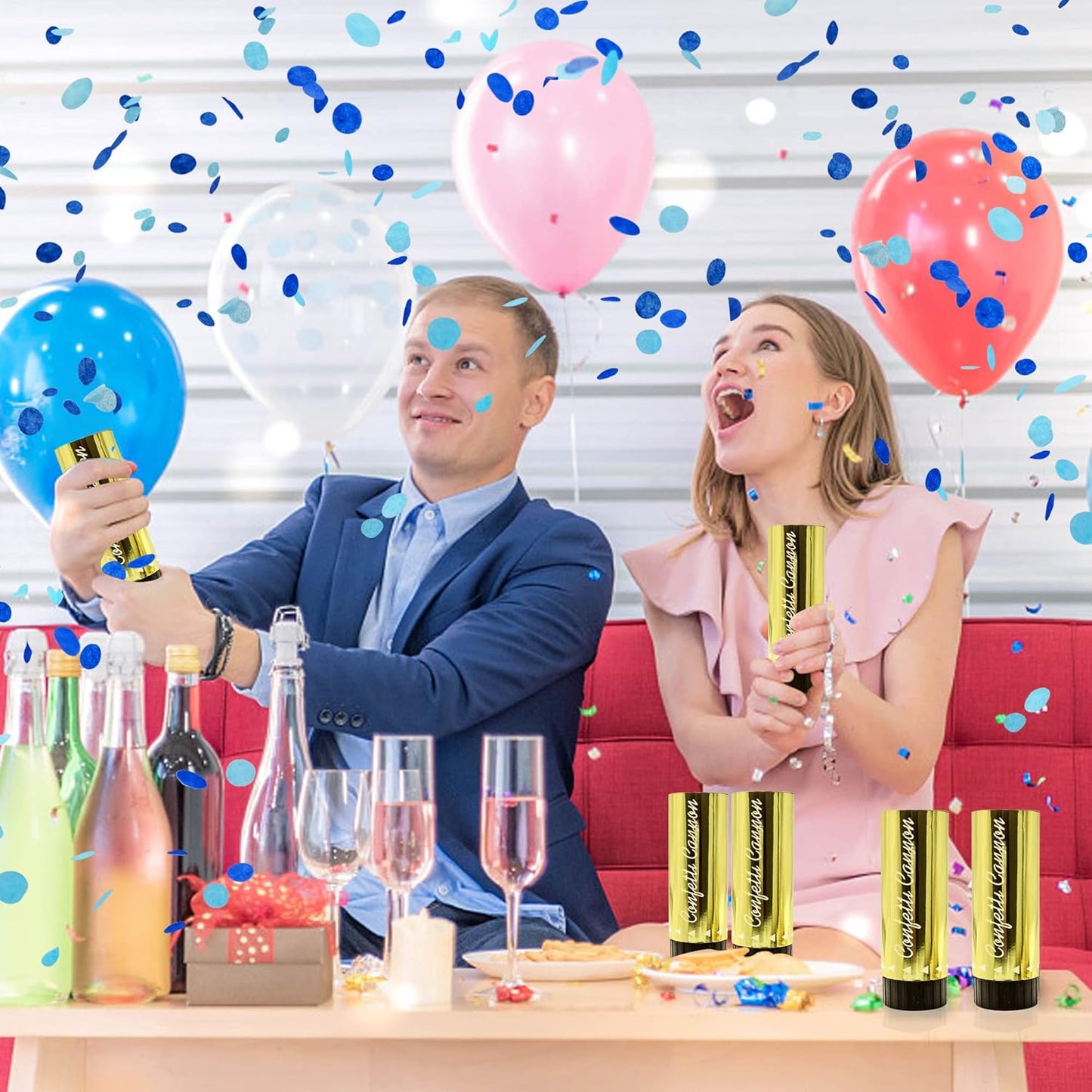 Confetti Poppers Cannons for Wedding Birthday Graduation Baby Shower Anniversary Christmas New Year's Kids Fun Party Supplies Decorations and Favors (Gold)