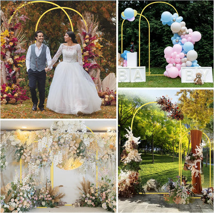 Metal Arch Backdrop Stand Wedding Arch frame Set of 2 (7.2FT,6FT) Gold Balloon Backdrop Arch Stand for Wedding Ceremony Birthday Party Baby Shower Graduation Ceremony Decoration