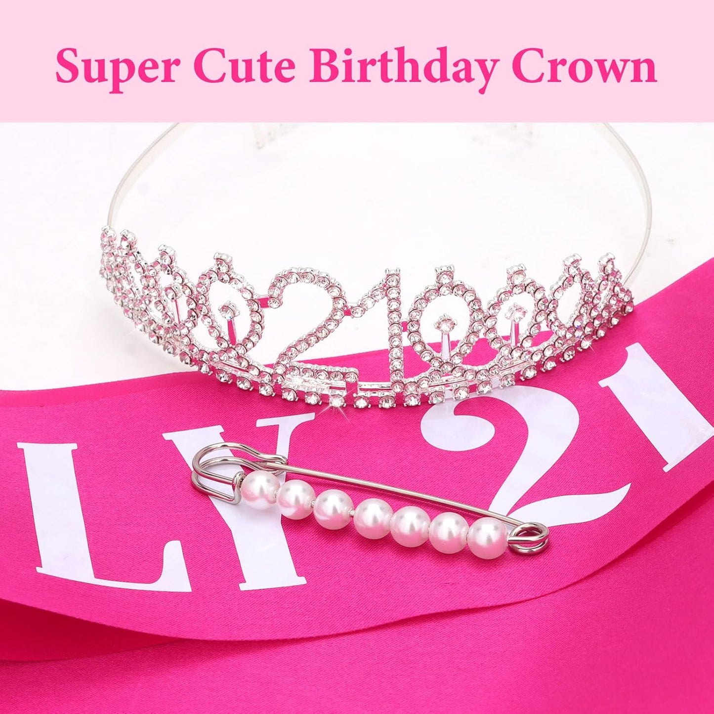 CAVETEE Silver Birthday Crown for Girls Birthday Decorations Birthday Gifts for Women and Girls
