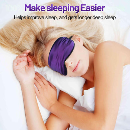Silk Eye Mask with Adjustable Strap, Satin Blackout Sleeping Mask for Men&Women, Comfortable Blindfold Eyeshade for Night Sleep(Blue)