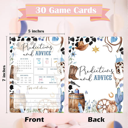 Cowboy Baby Shower Bingo Game, Pack of 30 Game Cards, Wild West Rodeo Shower Game, Gender Reveal Party Decorations, Gender Neutral - KR59