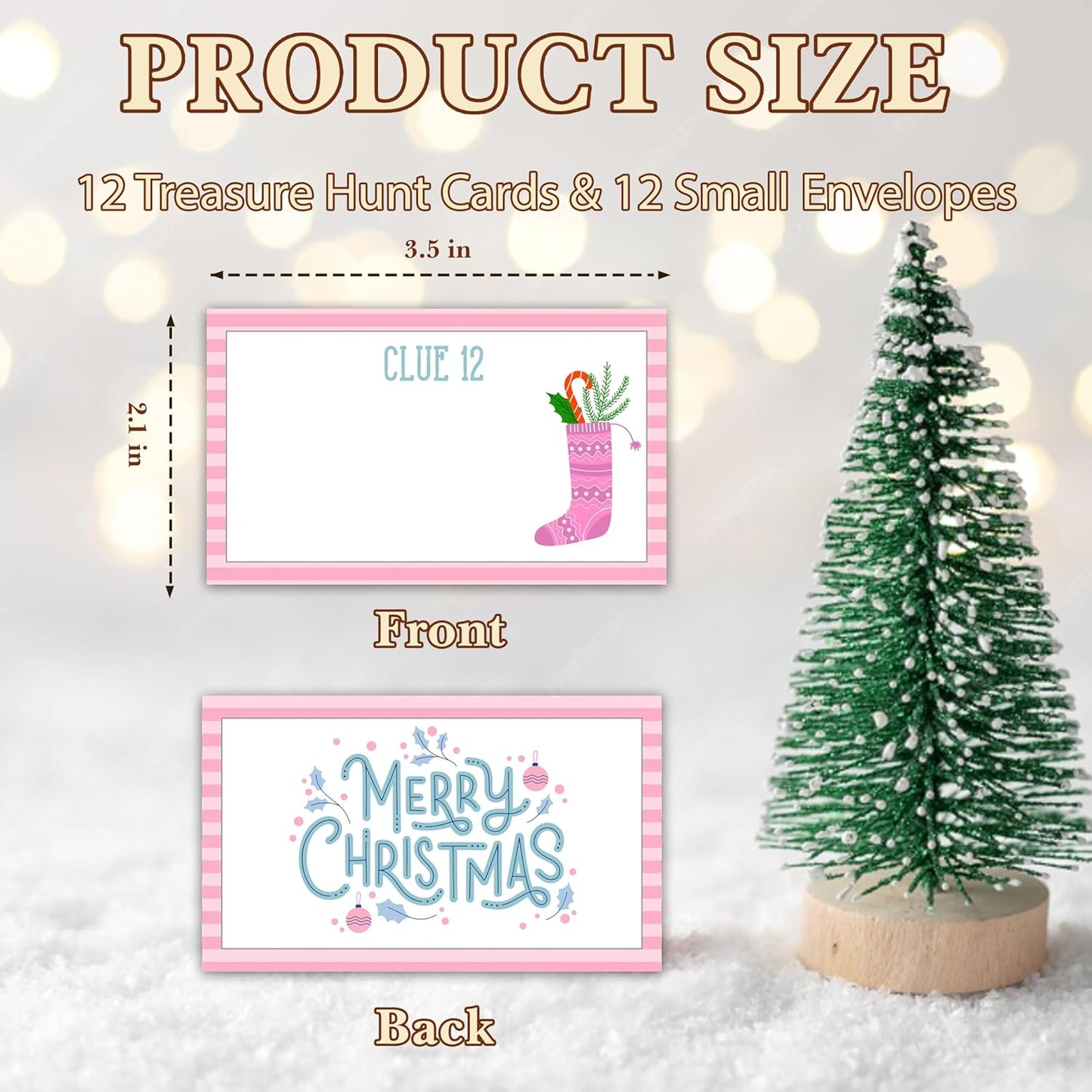 Christmas Treasure Hunt Clue Game, Winter Xmas Scavenger Games for Adults, Merry Christmas Party Activities, Santa Holiday Xmas Party Supplies (12 Cards with 12 Colorful Envelopes) -03