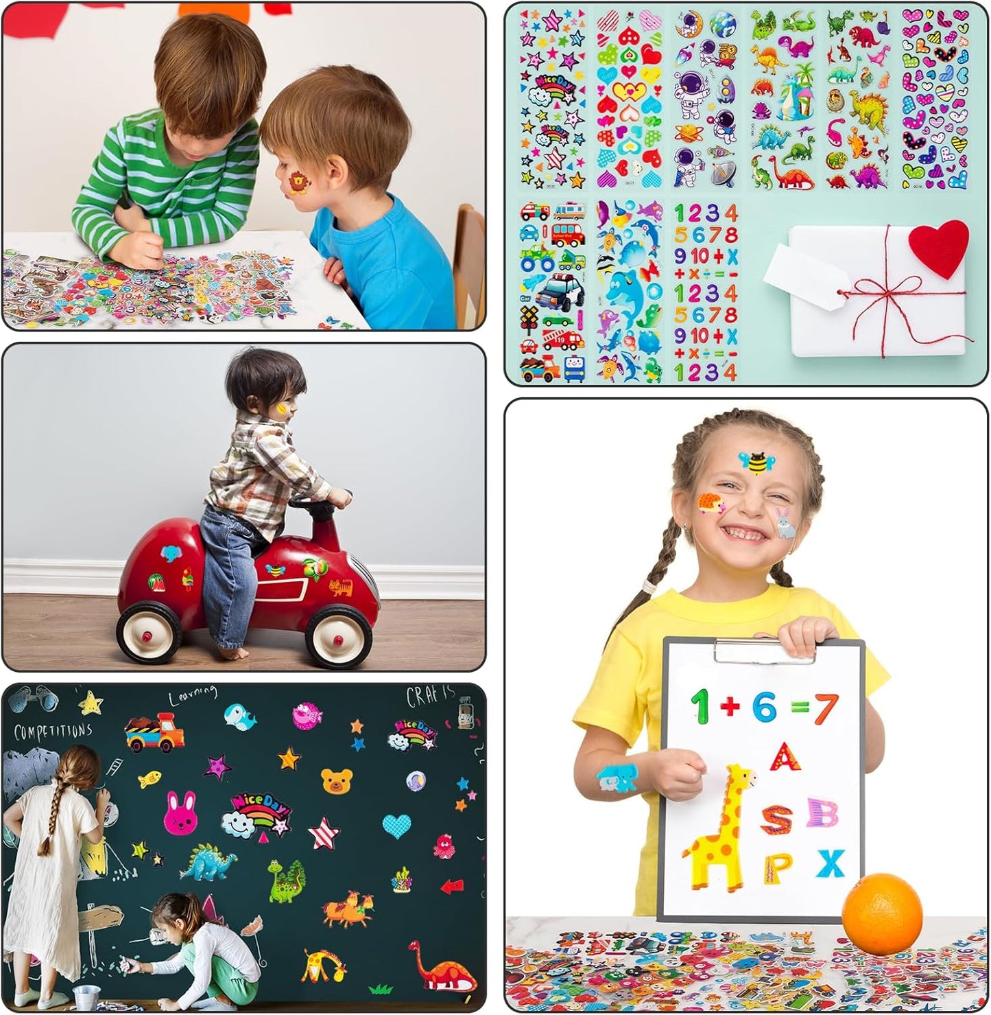 Habett 3D Stickers for Kids & Toddlers, 500+ 3D Puffy Stickers Including Animals, Letters, Numbers, Dinosaurs, Cars and More for Boys, Girls, Teachers, Reward, Craft Scrapbooking