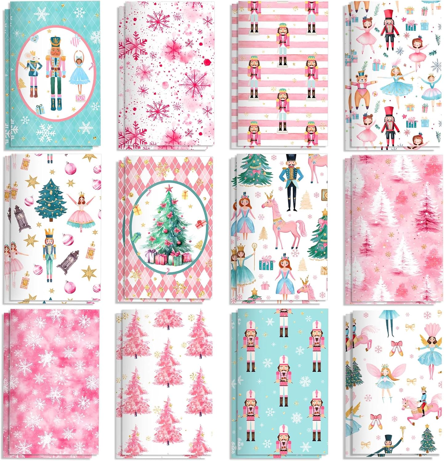 24Packs Ballerina Nutcracker Mini Notepads - Christmas Soldier Ballet Fairy Pocket Notebooks with 12 Designs & Lined Pages, 3.15x4.92 Inches Journal Memo Pads for Xmas Winter Holiday Party Favors