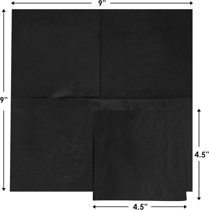 500 Pack Cocktail Napkins Paper - Quality 3-Ply Black Beverage Napkins - Restaurant, Event, Bar Napkins - Perfect Size Dessert Napkins - Party Napkins Bulk - Elegant Wedding Napkins Disposable