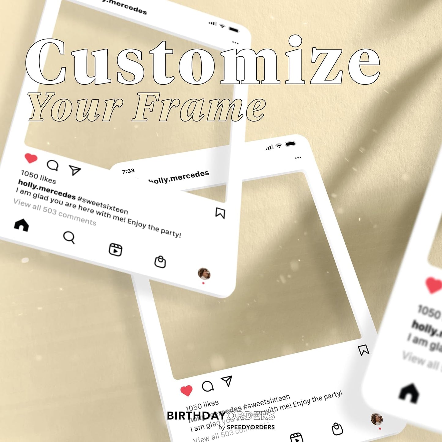 SPEEDYORDERS Social Media Photo Booth Prop - Custom Instagram Photo Booth Frame - Customized Insta Giant Selfie Frame - IG Frame For Fun Social Media Posts