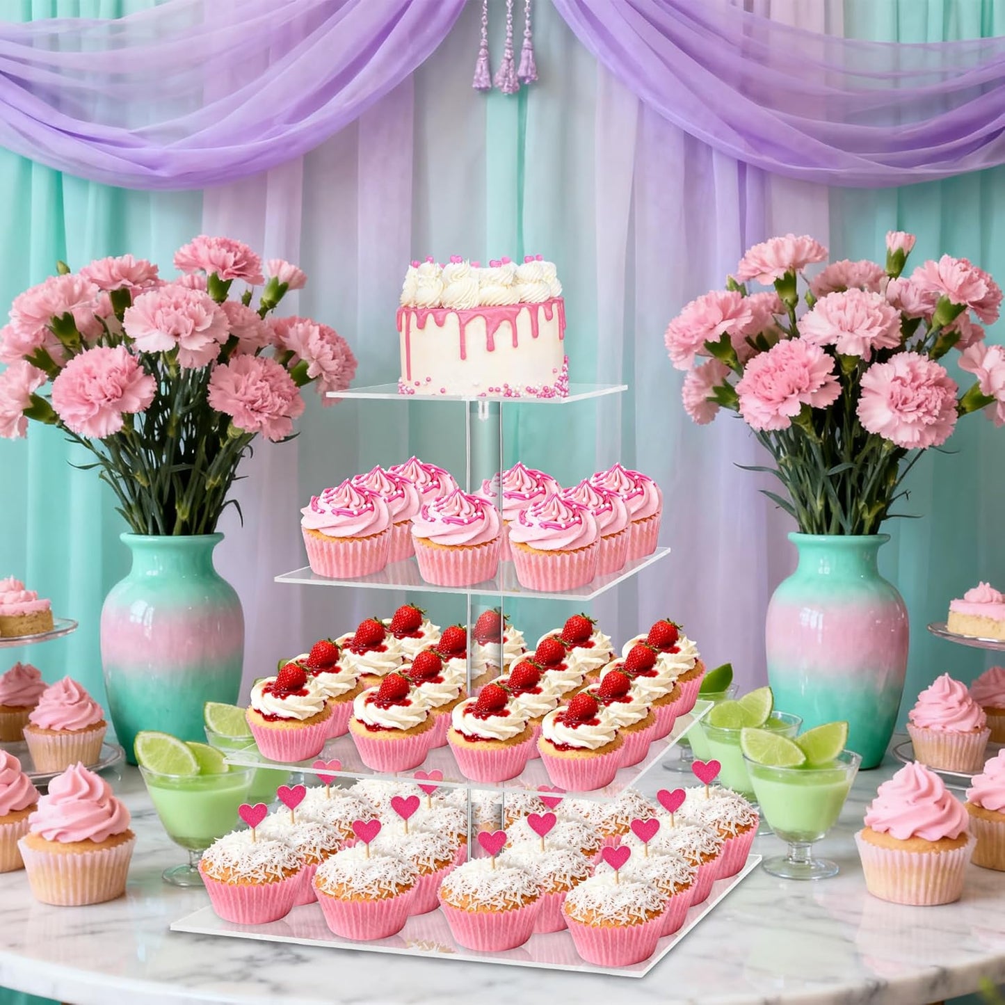Acrylic Cupcake Tower, 7-Tier Round Cake Stand for 100 Cupcakes, Dessert Display for Parties & Weddings