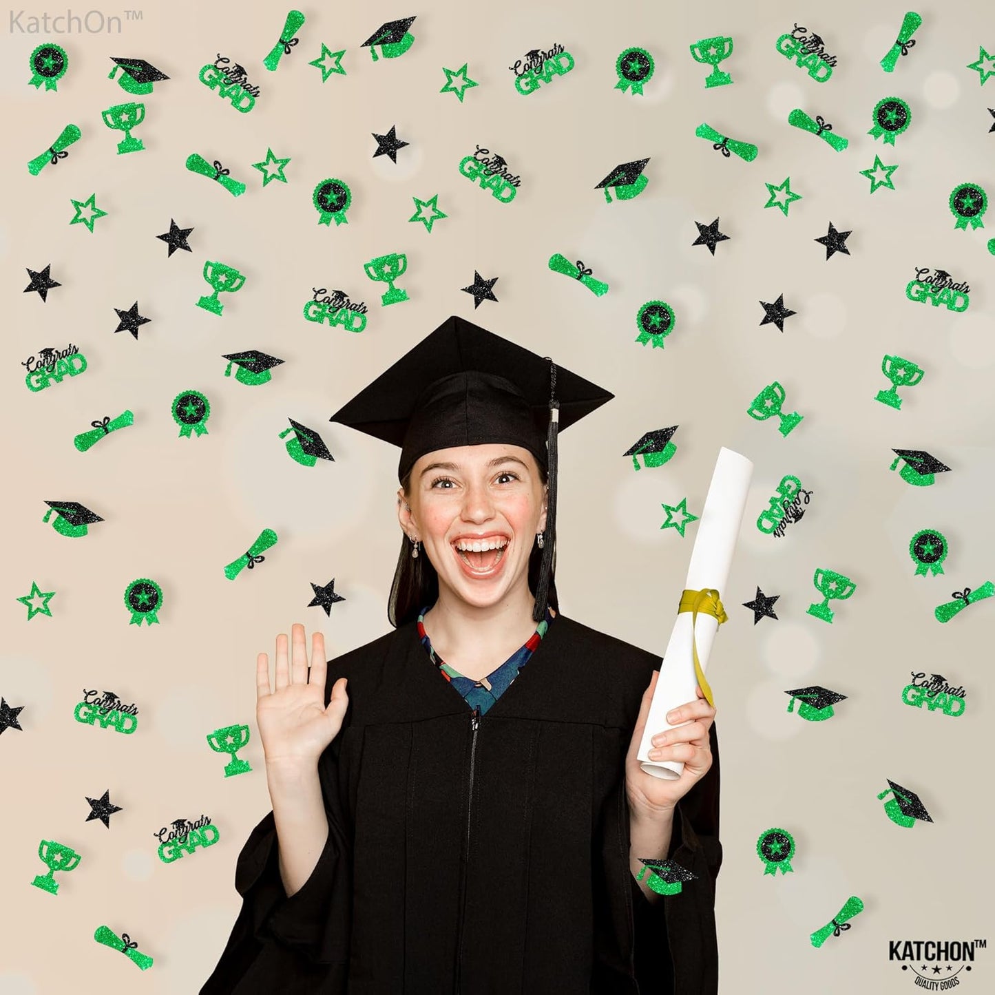 Black and Gold Grad Graduation Decorations 2026 - Pack of 1000, Congrats Grad Graduation Confetti 2026 | Grad Confetti Class of 2026 for Black and Gold 2026 Graduation Decorations, KatchOn