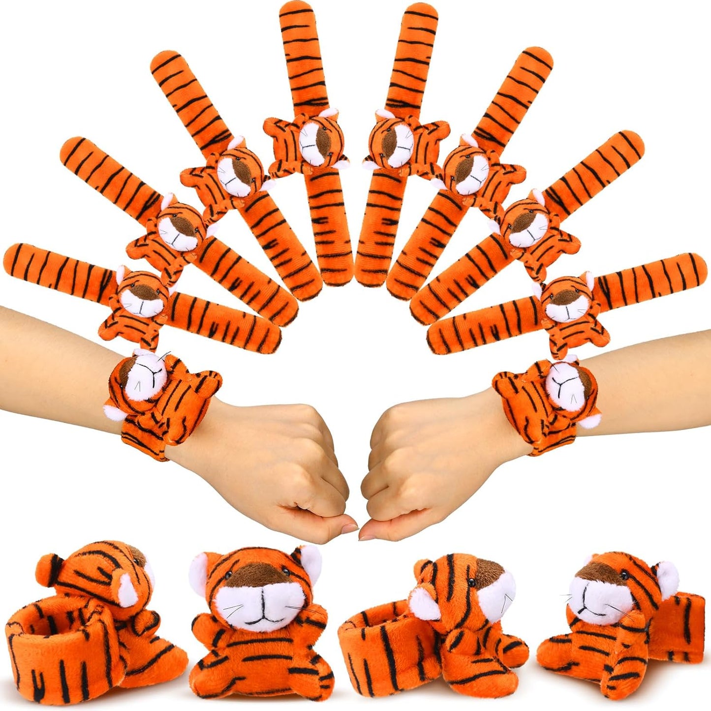 Vinsot 36 Pcs Mini Stuffed Animal Slap Bracelet Plush Wrist Slap Band Toys Bulk Snap Bracelets Kids for Themed Party Favors, Holiday Gifts, Classroom Rewards