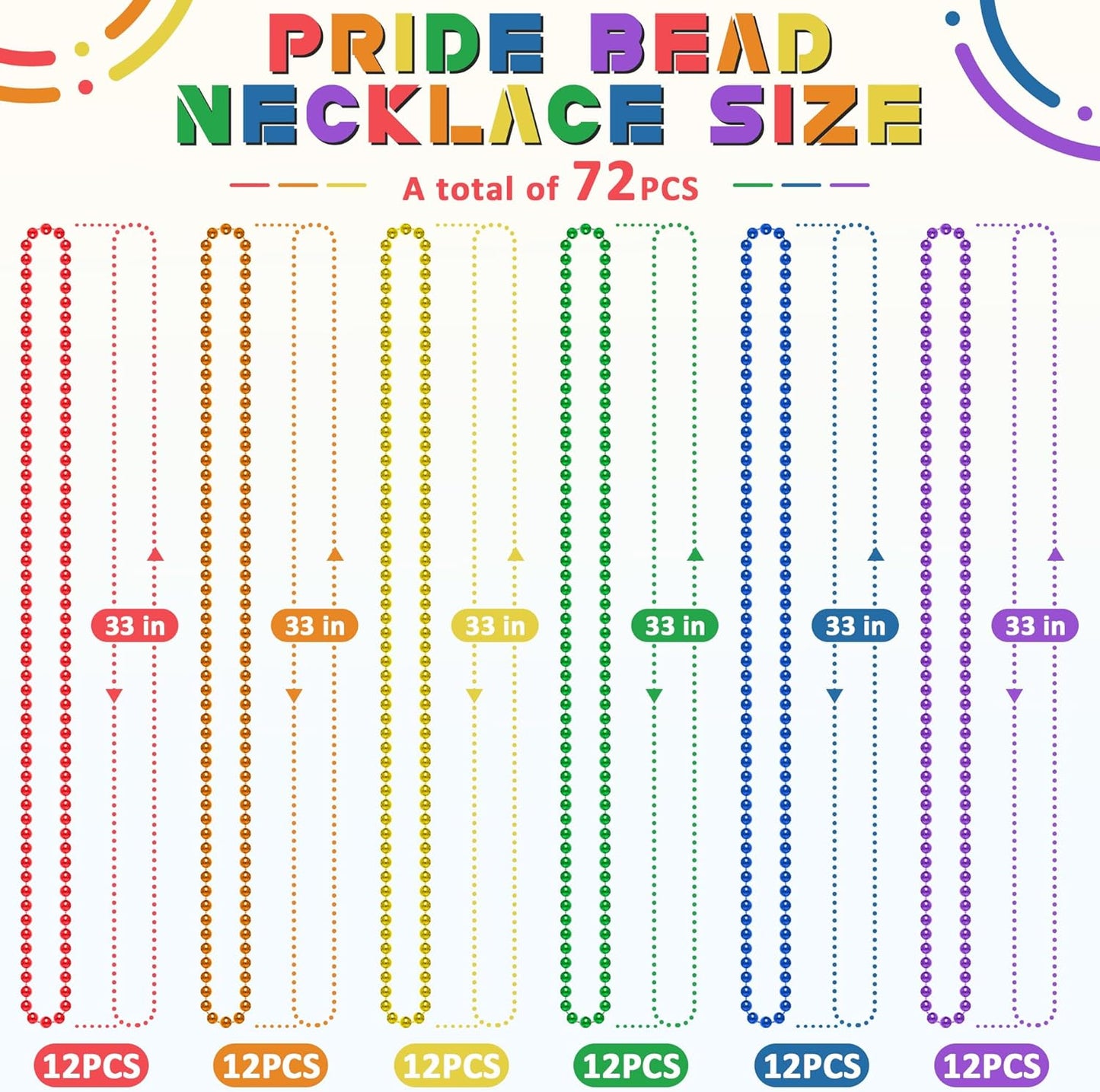 EOBOH 144PCS Mardi Gras Beads, Metallic 12 Kinds Bead Necklace Party Supplies, 33" Mardi Gras Necklace Costume Stuff, Festival Parade Throw Accessories for Wedding Birthday Celebrations Decorations