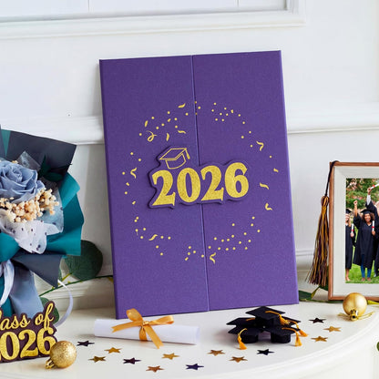 JOYIN 2026 Graduation Guest book Alternative, 12" Blue & Gold Graduation Party Decorations Signature Congrats, Class of 2026 Grad Card for High School College Grad Gift, Party Guest Signing Cardboard