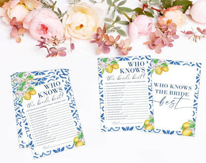 Mediterranean Lemon Bridal Shower Bingo Game with Blank Squares, Pack of 30 Game Cards, Bridal Shower Decorations, Wedding Engagement Decor, Bachelorette Party Supplies - KR30