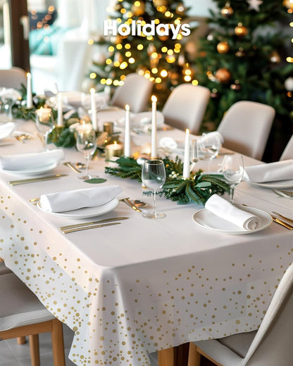 Pureegg Plastic Table Cloth 10 Pack, 54 x 108 Inch Disposable Table Cloths for Party, Picnic and Wedding, Rectangle, White - Colors A