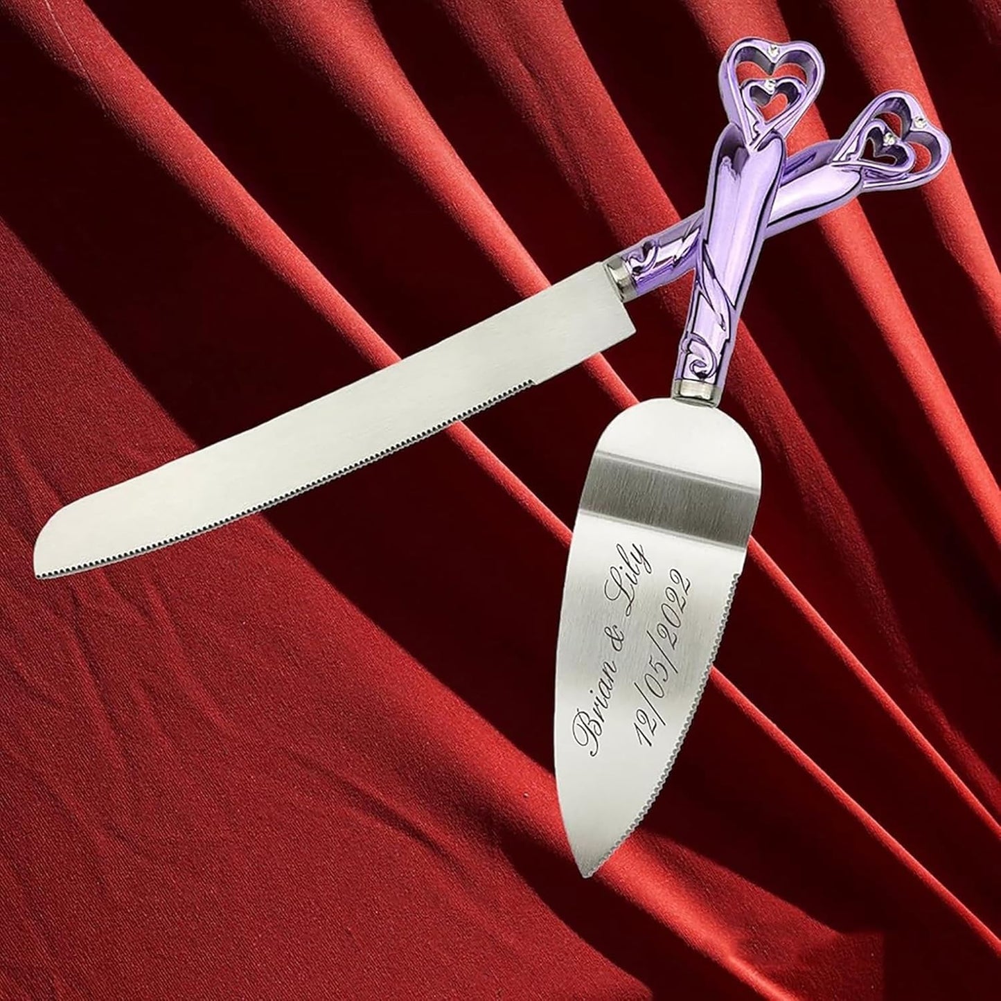 GIFTS INFINITY Personalized Wedding Cake Knife and Server Set with Engraving – Cake Cutting Utensil Set, Keepsake Gift for Wedding, Anniversary, Reception, Birthday & Other Occasions (CH-101WB)