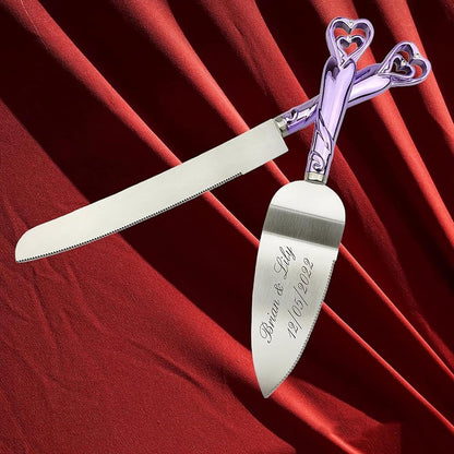 GIFTS INFINITY Personalized Wedding Cake Knife and Server Set with Engraving – Cake Cutting Utensil Set, Keepsake Gift for Wedding, Anniversary, Reception, Birthday & Other Occasions (CH-101WB)