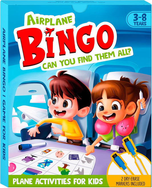 WELL BALANCED Airplane Games - Airplane Bingo Travel Essentials Kids Activities 3-8 Year Old, Must Haves