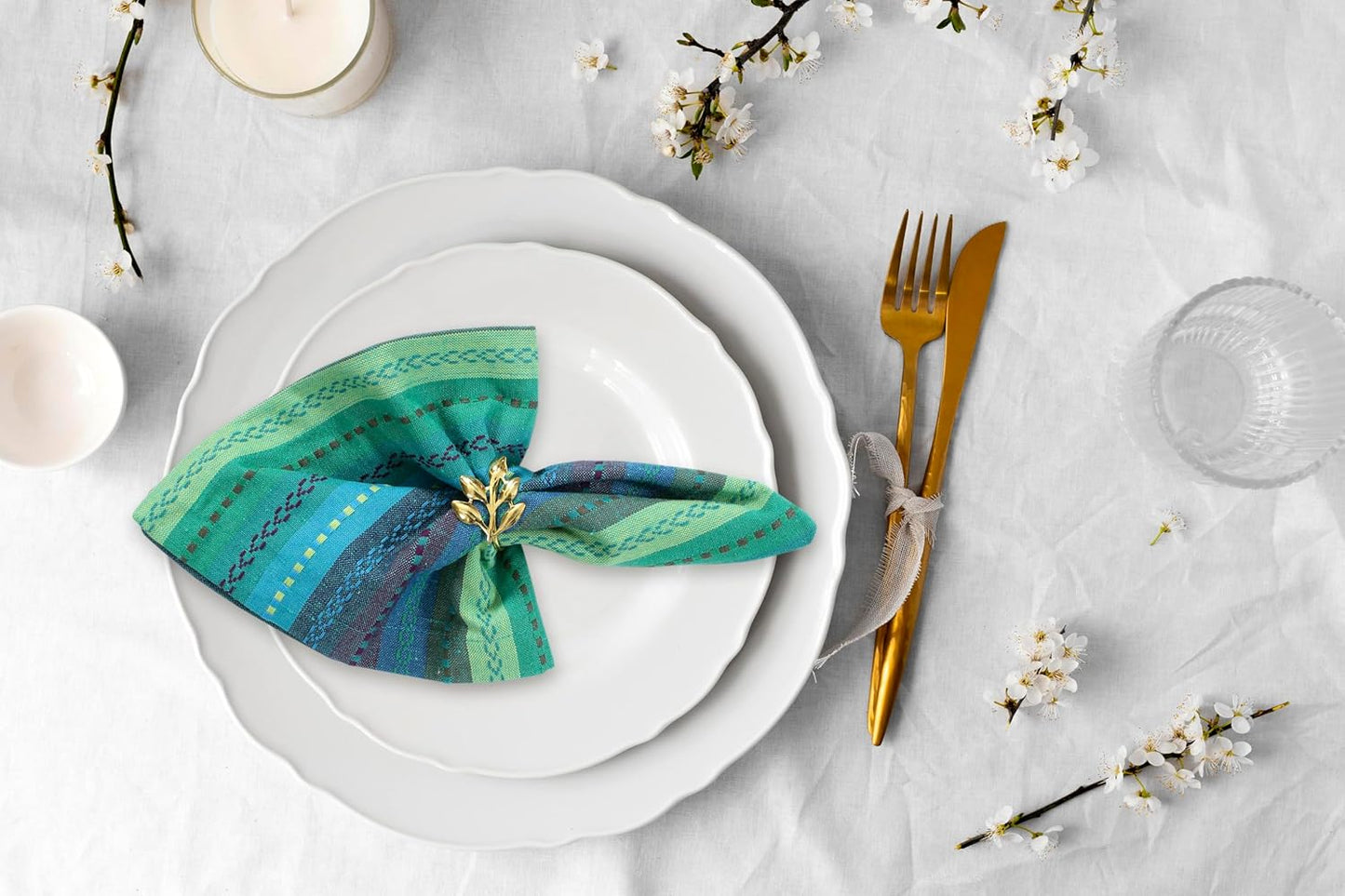 ACCENTHOME Natural Cotton Linen Napkin Set of 12 18x18 inch Dinner Napkins - Washable Soft Premium Hotel Quality Reusable Hemmed Edges Napkins Perfect Table Linens for Family Dinners, Weddings