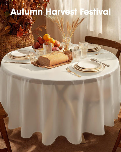 Pureegg Plastic Table Cloth 10 Pack, 54 x 108 Inch Disposable Table Cloths for Party, Picnic and Wedding, Rectangle, White - Colors A