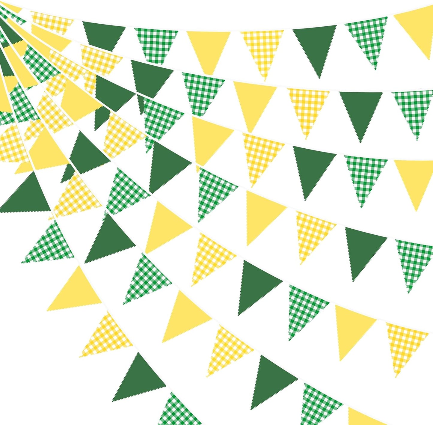 32Ft Dusty Blue Party Decorations Retro Blue Gingham Triangle Banner Flag Pennant Fabric Garland Streamers for Nautical Wedding Birthday Ahoy Achor Bridal Baby Shower Under The Sea Decor Supplies