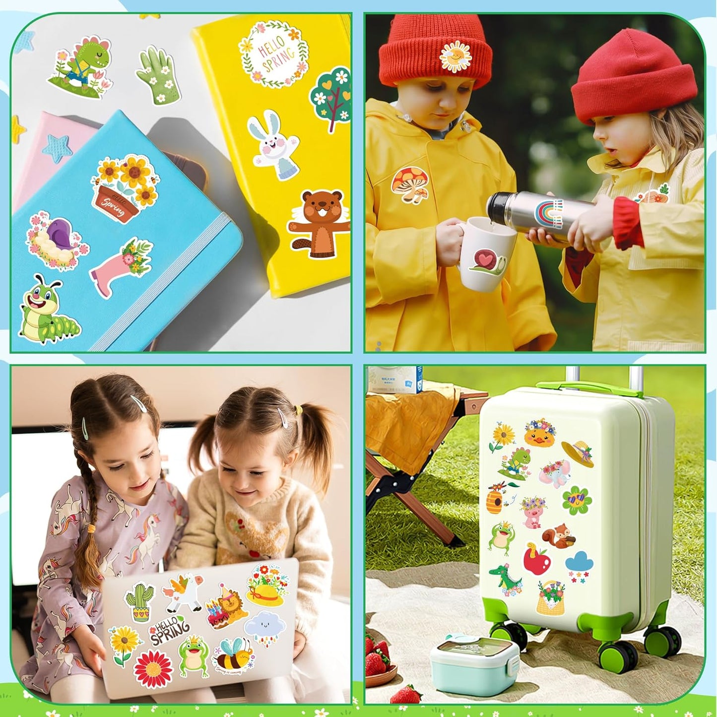 OHOME 100 PCS Water Bottle Stickers for Kids,Cute Animal Aesthetic Sticker Pack - Waterproof Vinyl Kawaii Stickers for Girls Boy Classroom Prizes,Party Favors for Scrapbook, Laptops, Journal,Birthday