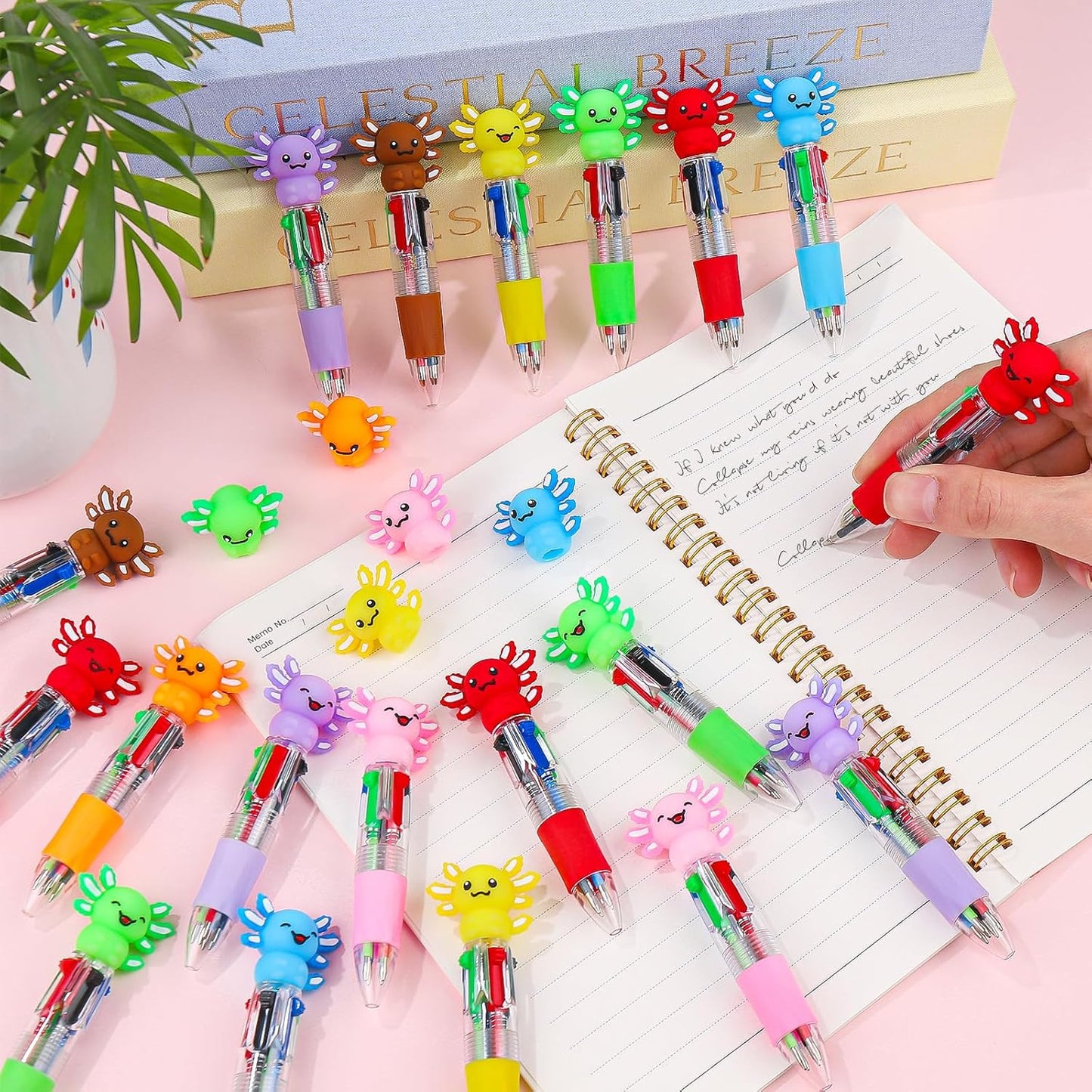 CZWZ 20Pcs Mini Multicolor Pens in One 4-in-1 Cute Pens Bulk for Kids, Fun Kawaii Ballpoint Pens for Birthdays and Children's Party Favors Gifts Teacher School Supplies
