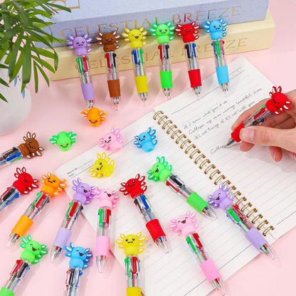 CZWZ 20Pcs Mini Multicolor Pens in One 4-in-1 Cute Pens Bulk for Kids, Fun Kawaii Ballpoint Pens for Birthdays and Children's Party Favors Gifts Teacher School Supplies